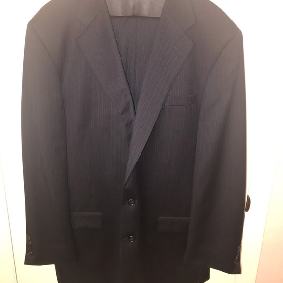 Hickey Freeman Navy Pinstripe 2 Piece Suit